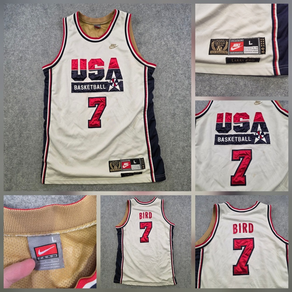 Vintage USA Basketball Jersey Mens L White Nike Larry Bird 7 Dream Team 1992